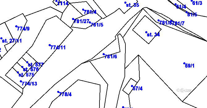 Parcela st. 781/6 v KÚ Chotěšov, Katastrální mapa