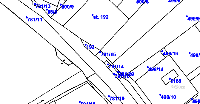 Parcela st. 781/15 v KÚ Chotěšov, Katastrální mapa