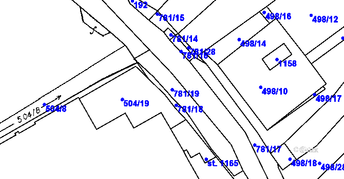 Parcela st. 781/19 v KÚ Chotěšov, Katastrální mapa