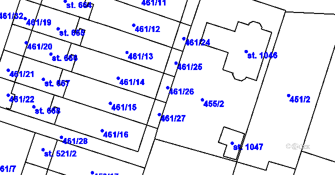 Parcela st. 461/26 v KÚ Chotěšov, Katastrální mapa