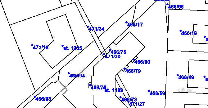 Parcela st. 471/30 v KÚ Chotěšov, Katastrální mapa