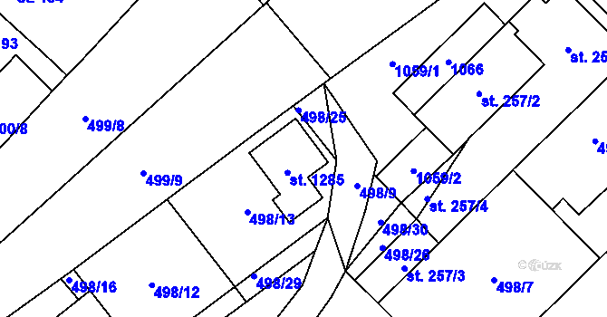 Parcela st. 498/21 v KÚ Chotěšov, Katastrální mapa