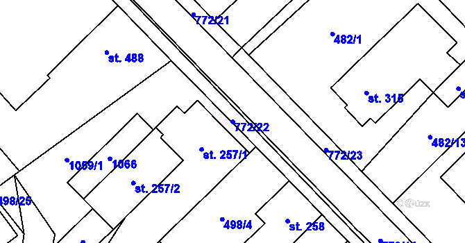 Parcela st. 772/22 v KÚ Chotěšov, Katastrální mapa