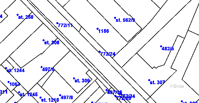 Parcela st. 772/24 v KÚ Chotěšov, Katastrální mapa