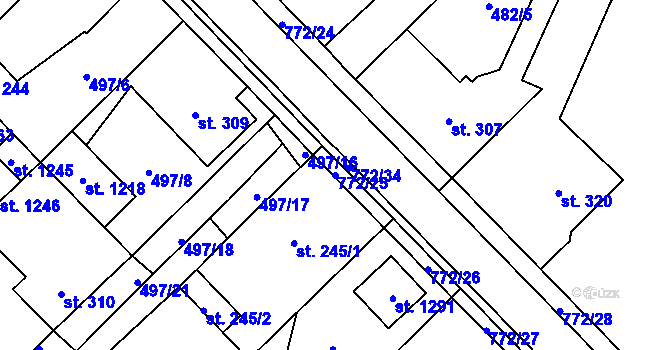 Parcela st. 772/25 v KÚ Chotěšov, Katastrální mapa