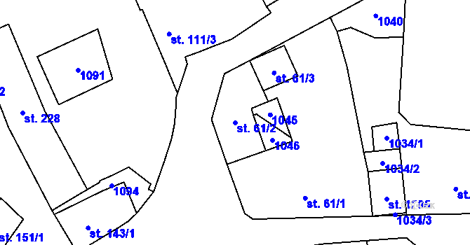 Parcela st. 61/2 v KÚ Chotěšov, Katastrální mapa