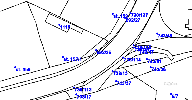 Parcela st. 692/26 v KÚ Chotěšov, Katastrální mapa