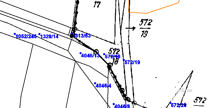 Parcela st. 572/18 v KÚ Chotěšov, Katastrální mapa