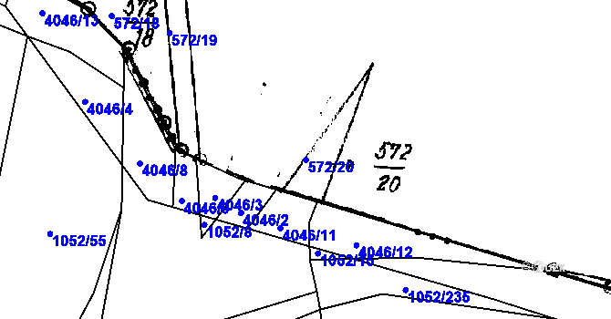 Parcela st. 572/20 v KÚ Chotěšov, Katastrální mapa