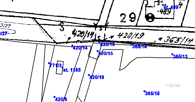 Parcela st. 420/15 v KÚ Chotěšov, Katastrální mapa
