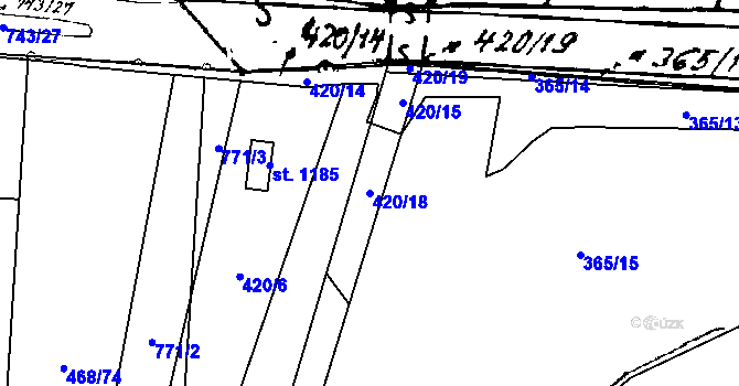 Parcela st. 420/18 v KÚ Chotěšov, Katastrální mapa