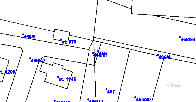 Parcela st. 458 v KÚ Chotěšov, Katastrální mapa