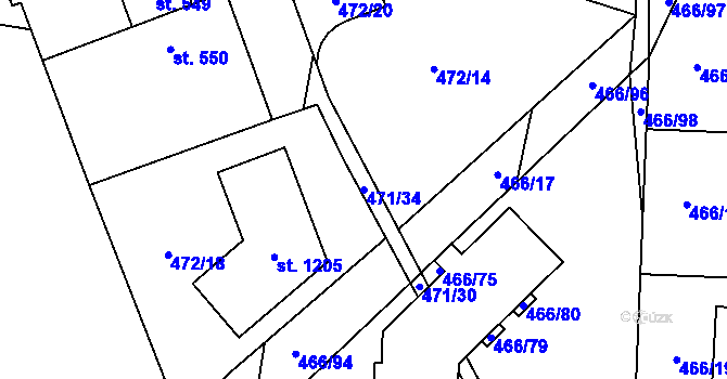 Parcela st. 471/34 v KÚ Chotěšov, Katastrální mapa