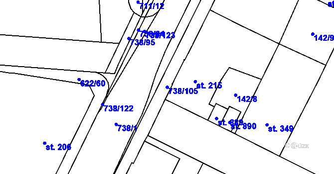 Parcela st. 738/105 v KÚ Chotěšov, Katastrální mapa