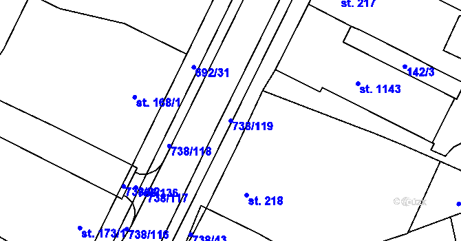 Parcela st. 738/119 v KÚ Chotěšov, Katastrální mapa