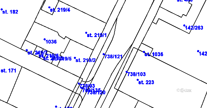 Parcela st. 738/121 v KÚ Chotěšov, Katastrální mapa