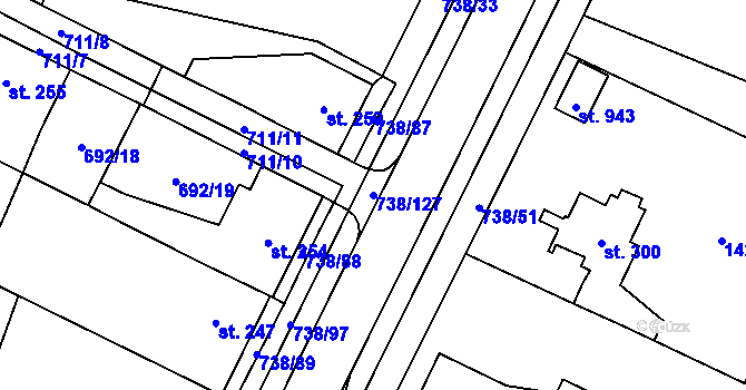 Parcela st. 738/127 v KÚ Chotěšov, Katastrální mapa