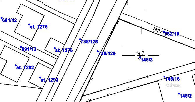 Parcela st. 738/129 v KÚ Chotěšov, Katastrální mapa