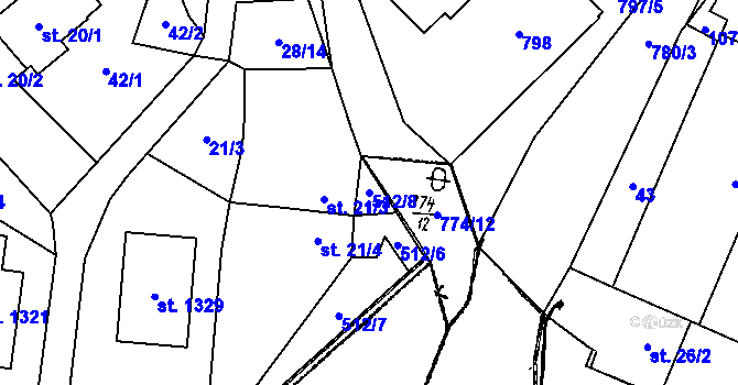 Parcela st. 512/8 v KÚ Chotěšov, Katastrální mapa