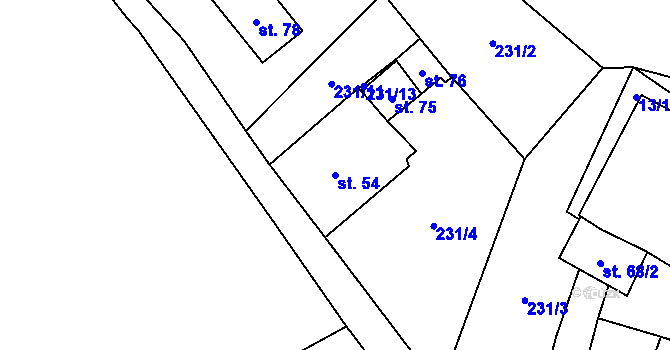 Parcela st. 54 v KÚ Losina, Katastrální mapa