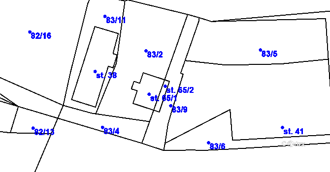 Parcela st. 65/2 v KÚ Losina, Katastrální mapa