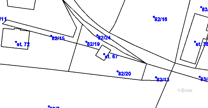 Parcela st. 67 v KÚ Losina, Katastrální mapa