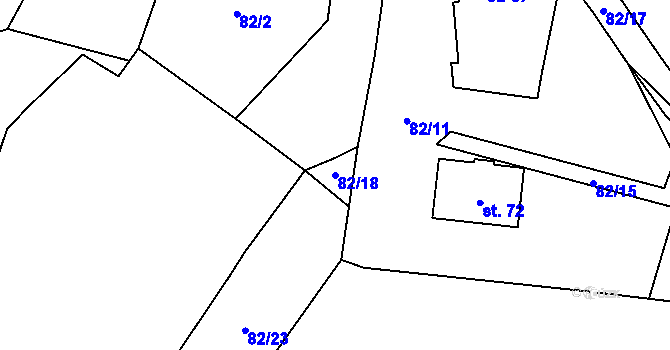 Parcela st. 82/18 v KÚ Losina, Katastrální mapa