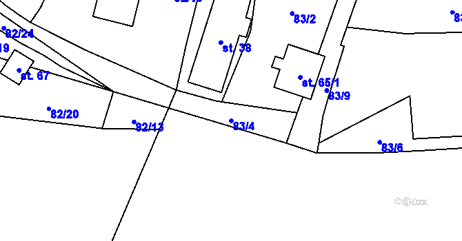 Parcela st. 83/4 v KÚ Losina, Katastrální mapa