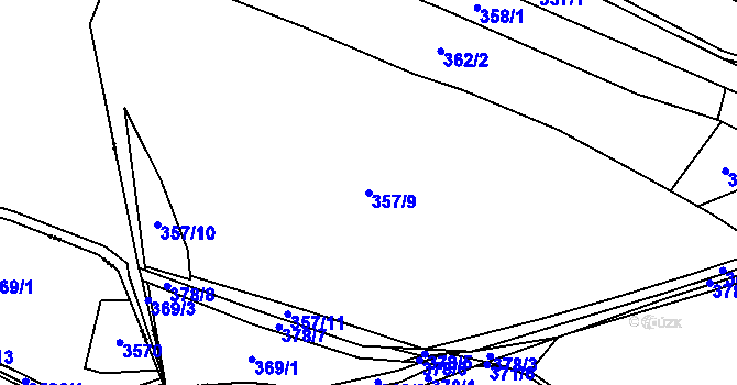 Parcela st. 357/9 v KÚ Losina, Katastrální mapa