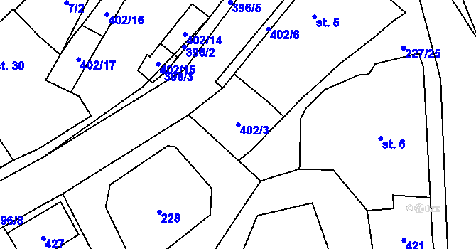 Parcela st. 402/3 v KÚ Losina, Katastrální mapa