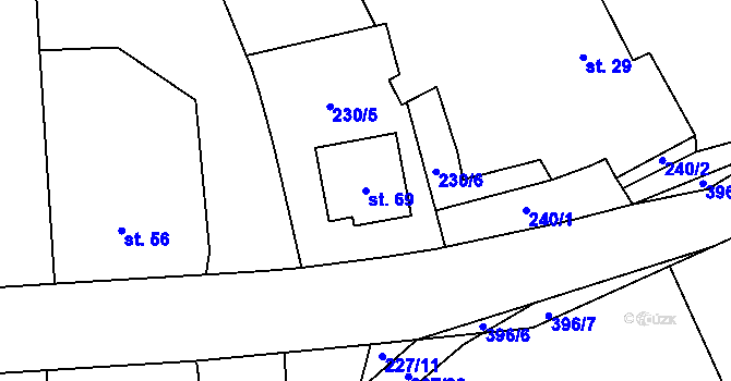 Parcela st. 69 v KÚ Losina, Katastrální mapa