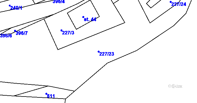 Parcela st. 227/23 v KÚ Losina, Katastrální mapa