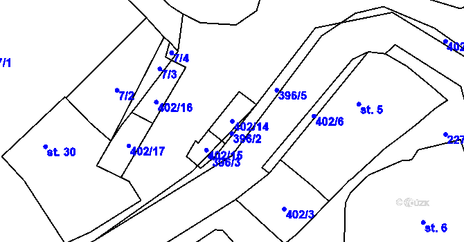 Parcela st. 402/14 v KÚ Losina, Katastrální mapa