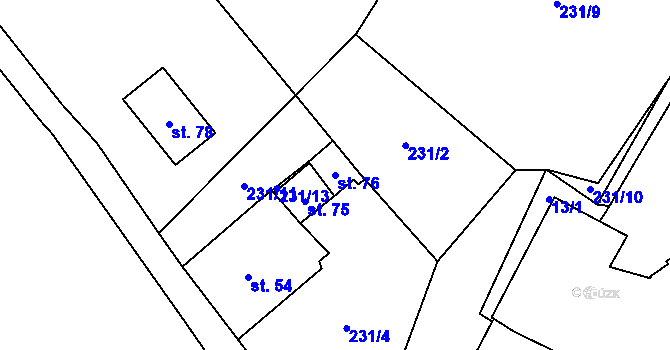 Parcela st. 76 v KÚ Losina, Katastrální mapa
