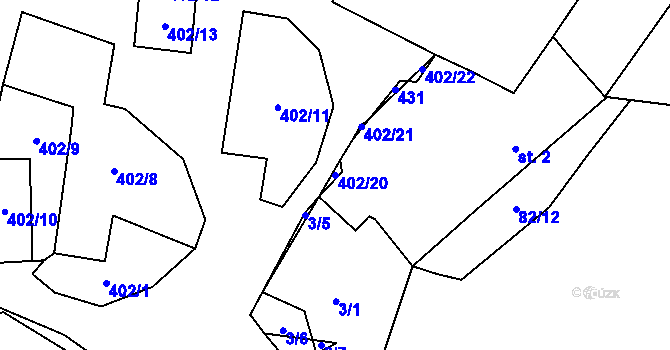 Parcela st. 402/20 v KÚ Losina, Katastrální mapa