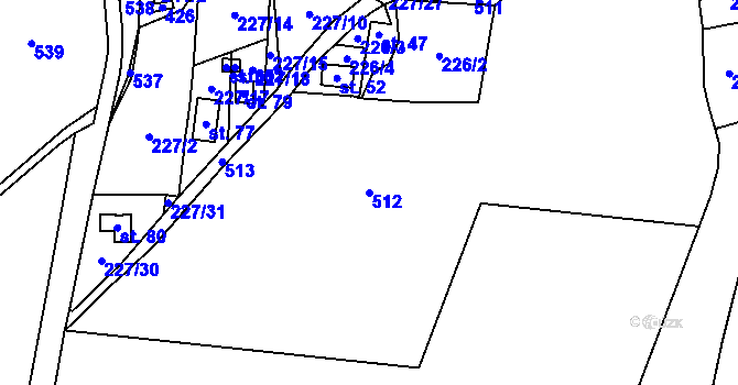 Parcela st. 512 v KÚ Losina, Katastrální mapa