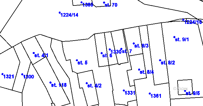 Parcela st. 6 v KÚ Mantov, Katastrální mapa