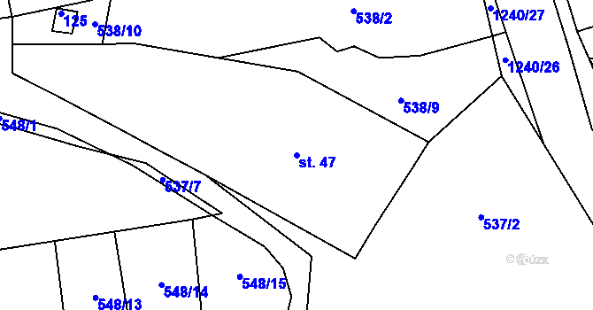 Parcela st. 47 v KÚ Mantov, Katastrální mapa