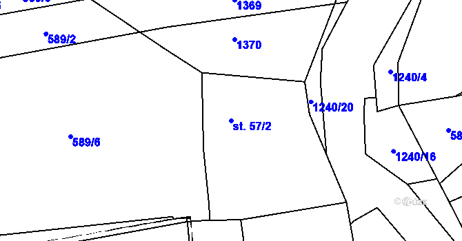Parcela st. 57/2 v KÚ Mantov, Katastrální mapa