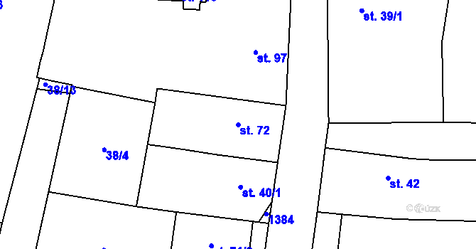 Parcela st. 72 v KÚ Mantov, Katastrální mapa