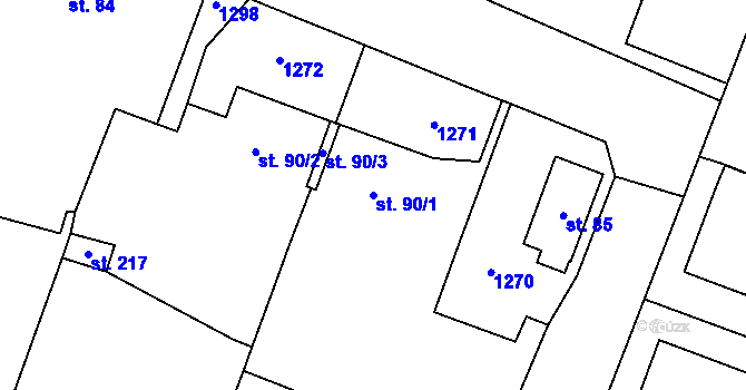 Parcela st. 90/1 v KÚ Mantov, Katastrální mapa