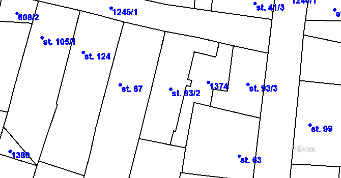 Parcela st. 93/2 v KÚ Mantov, Katastrální mapa