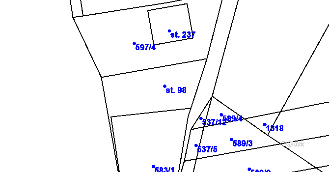 Parcela st. 98 v KÚ Mantov, Katastrální mapa