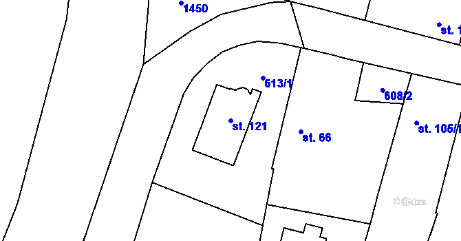 Parcela st. 121 v KÚ Mantov, Katastrální mapa