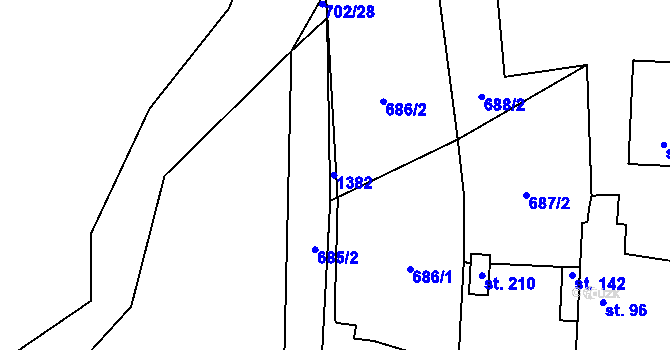 Parcela st. 141/2 v KÚ Mantov, Katastrální mapa