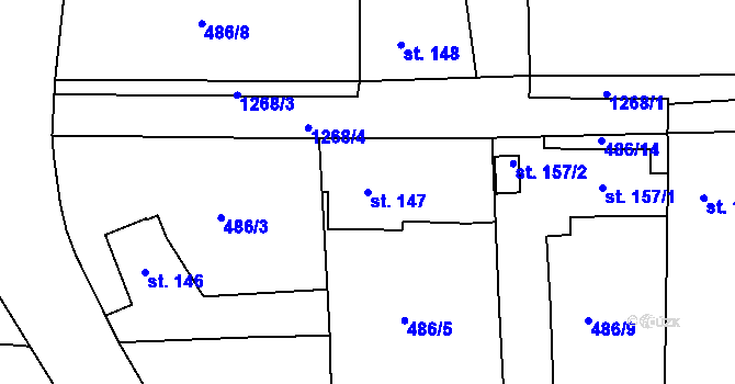 Parcela st. 147 v KÚ Mantov, Katastrální mapa