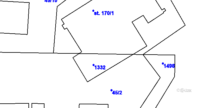 Parcela st. 170/2 v KÚ Mantov, Katastrální mapa