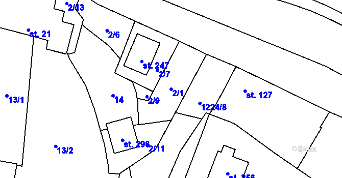 Parcela st. 2/1 v KÚ Mantov, Katastrální mapa