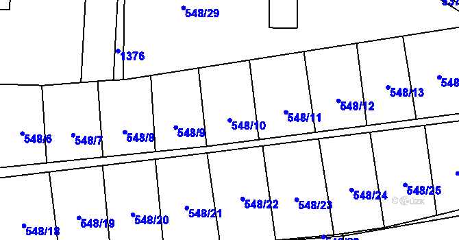Parcela st. 548/10 v KÚ Mantov, Katastrální mapa