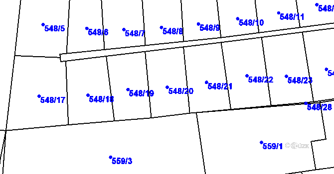 Parcela st. 548/20 v KÚ Mantov, Katastrální mapa